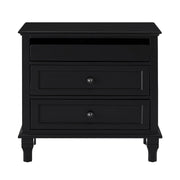 Nightstand With Charging Station, 3 Drawer Storage Table