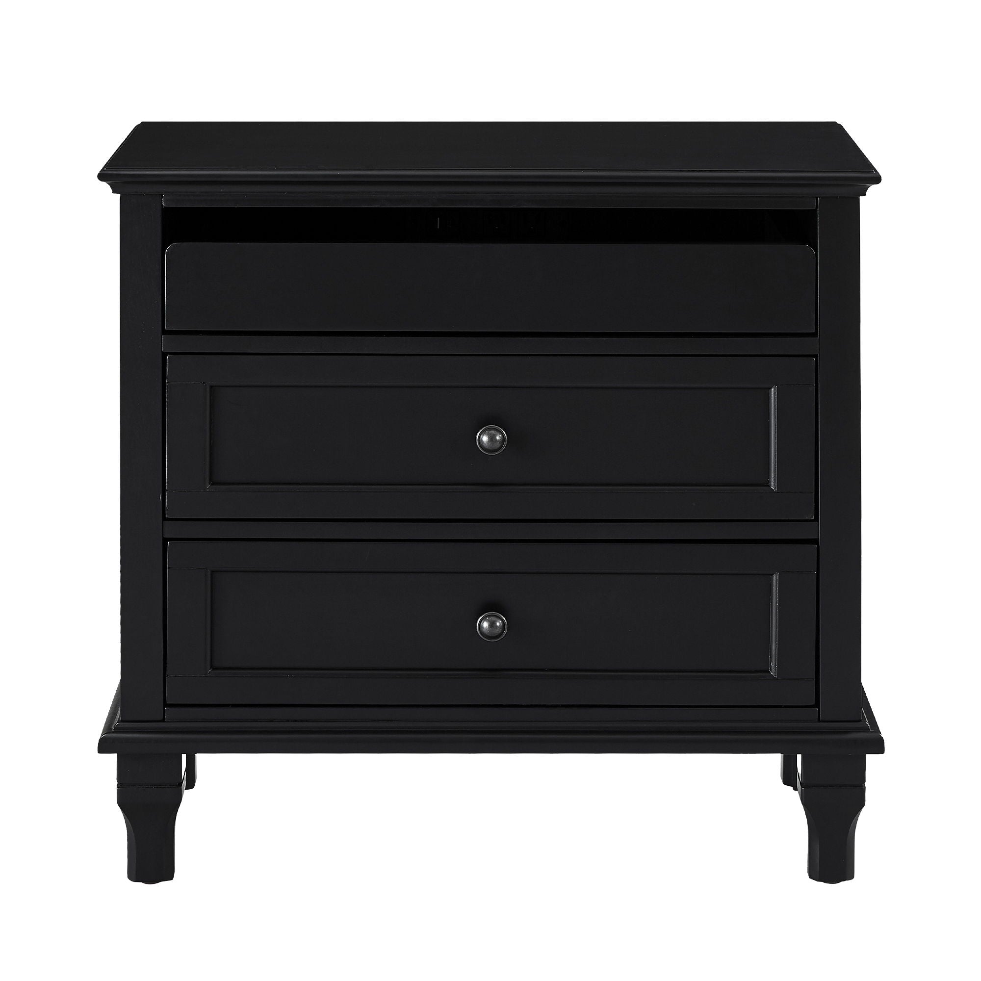 Nightstand With Charging Station, 3 Drawer Storage Table