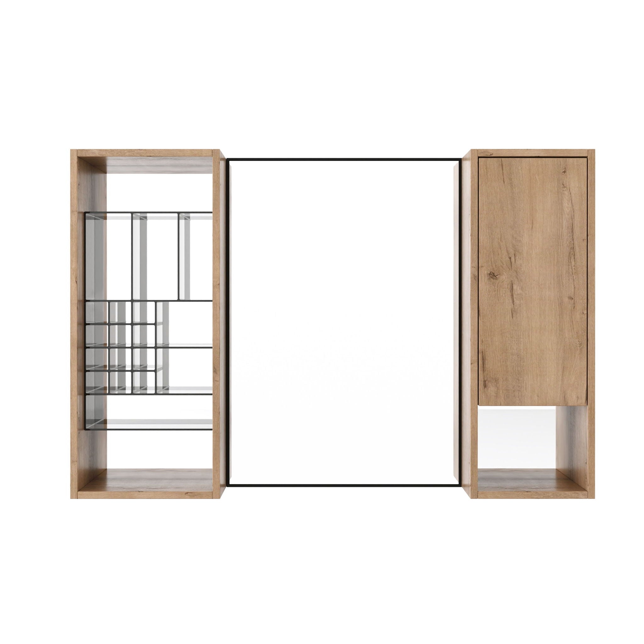 41.3" Wall Mounted Cabinet With Storage, Medicine Cabinet With Door And Adjustable Shelves - Imitative Oak