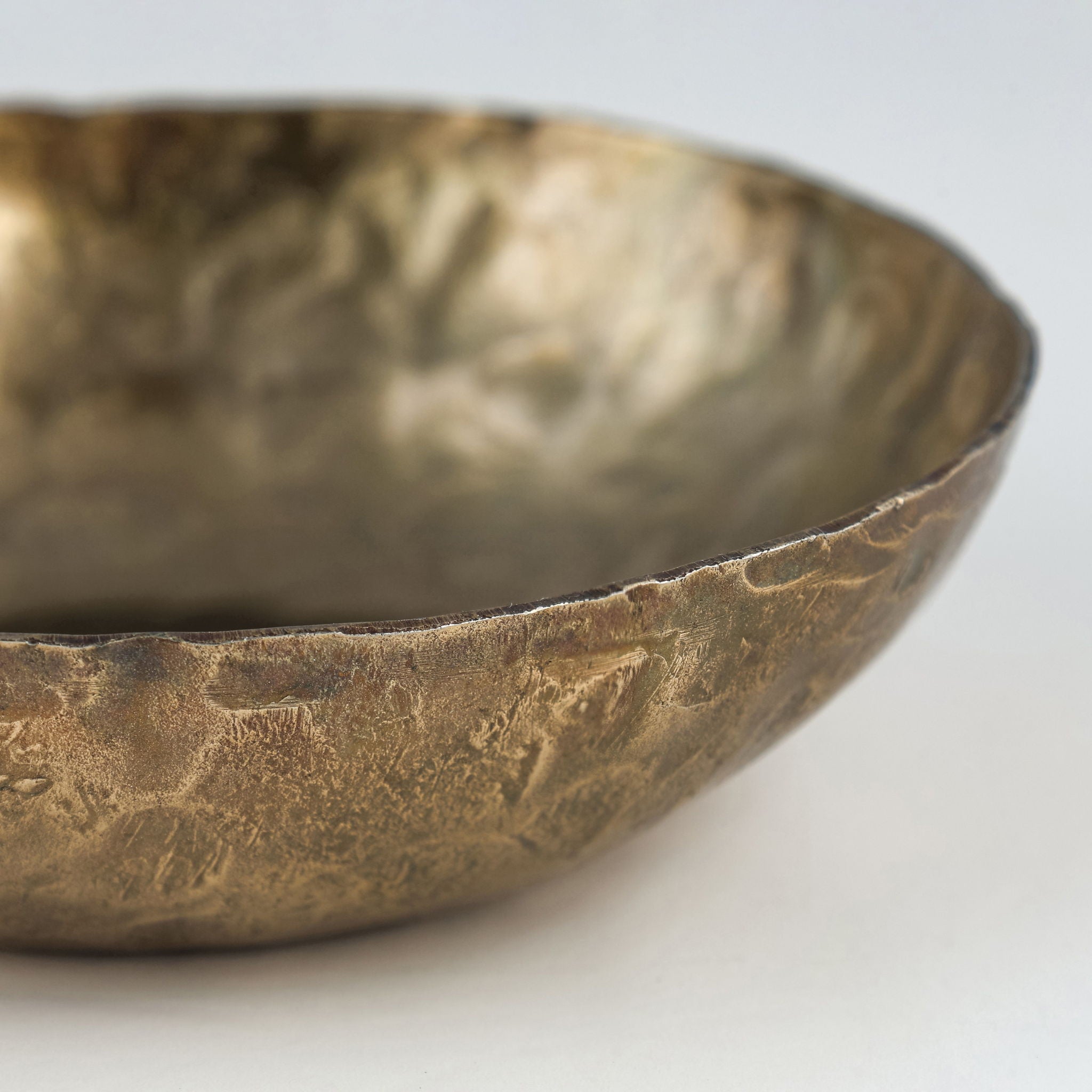 Shah - Hammered Iron Catchall Round Bowls (Set of 3) - Antique Brass