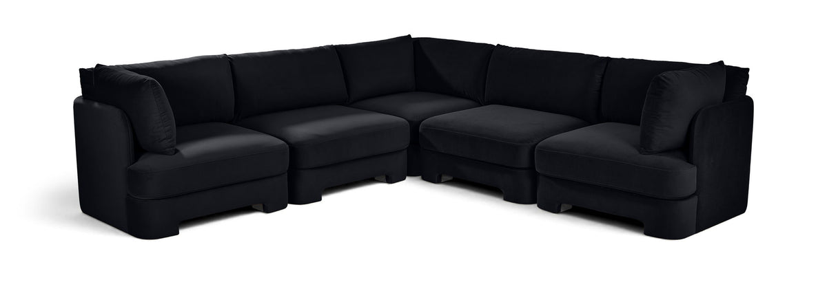 Hammond - Velvet Performance Fabric Upholstered 5 Piece Corner Sectional