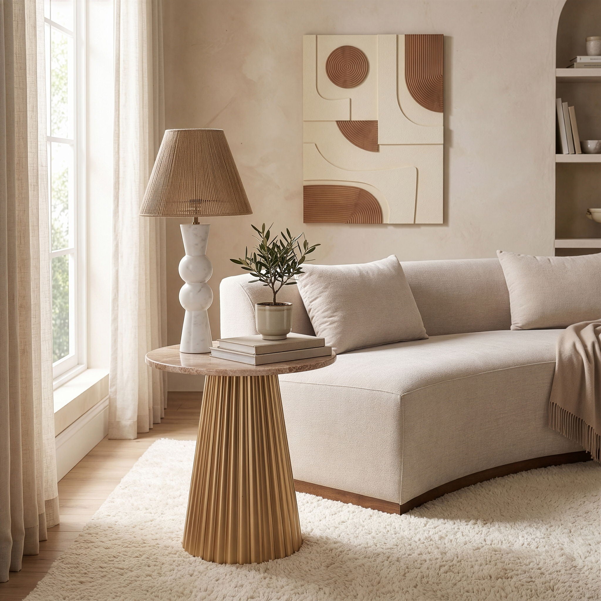 Cindra - Genuine Marble Top And Iron Base Table