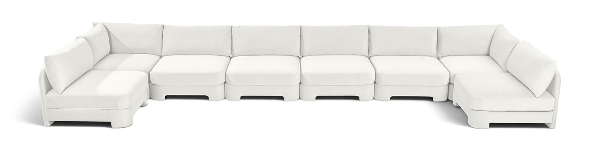 Hammond - Velvet Performance Fabric Upholstered 8 Piece U-Shaped Armless Sectional - Beige