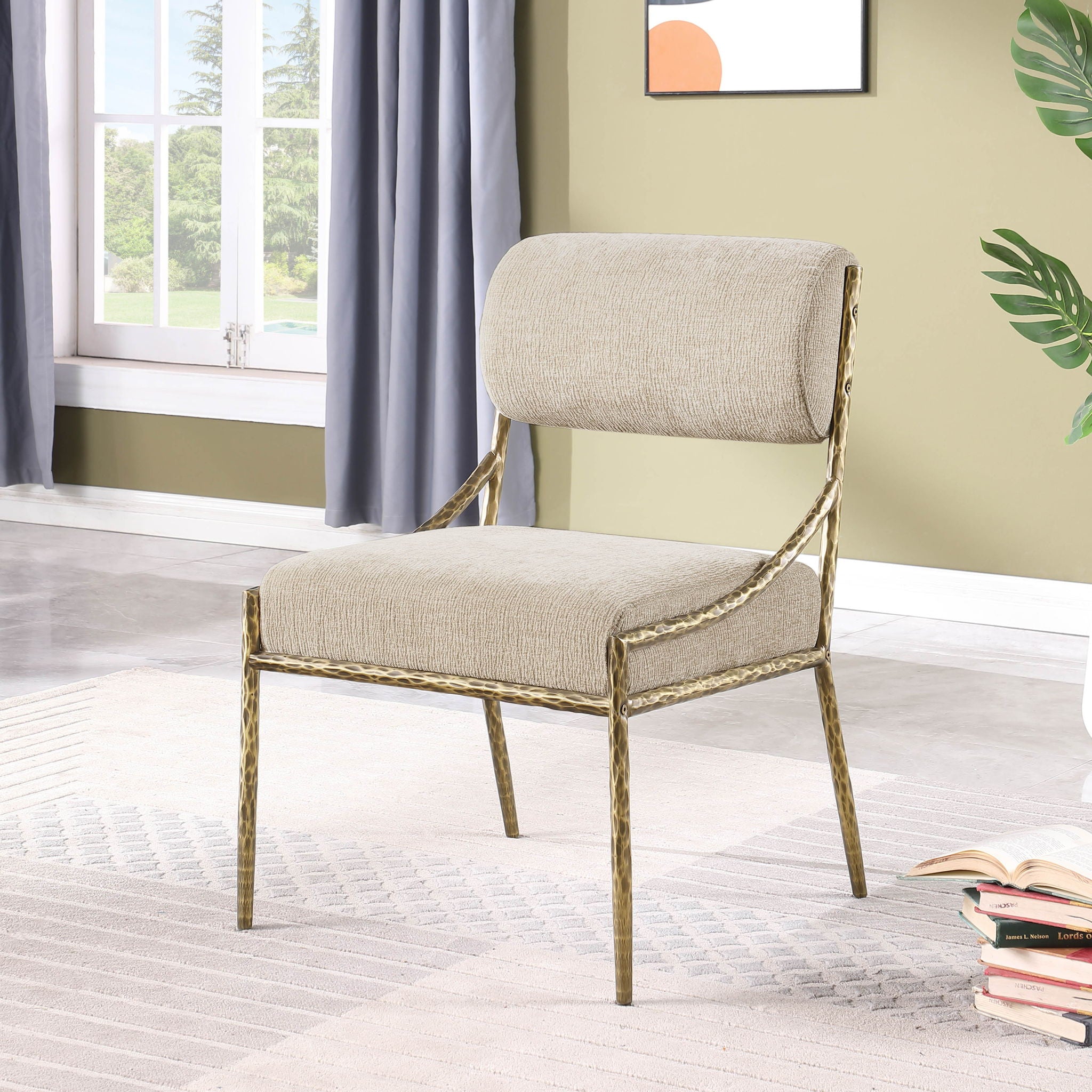 Bastille - Upholstered Dining Side Chair (Set of 2) - Brass Frame