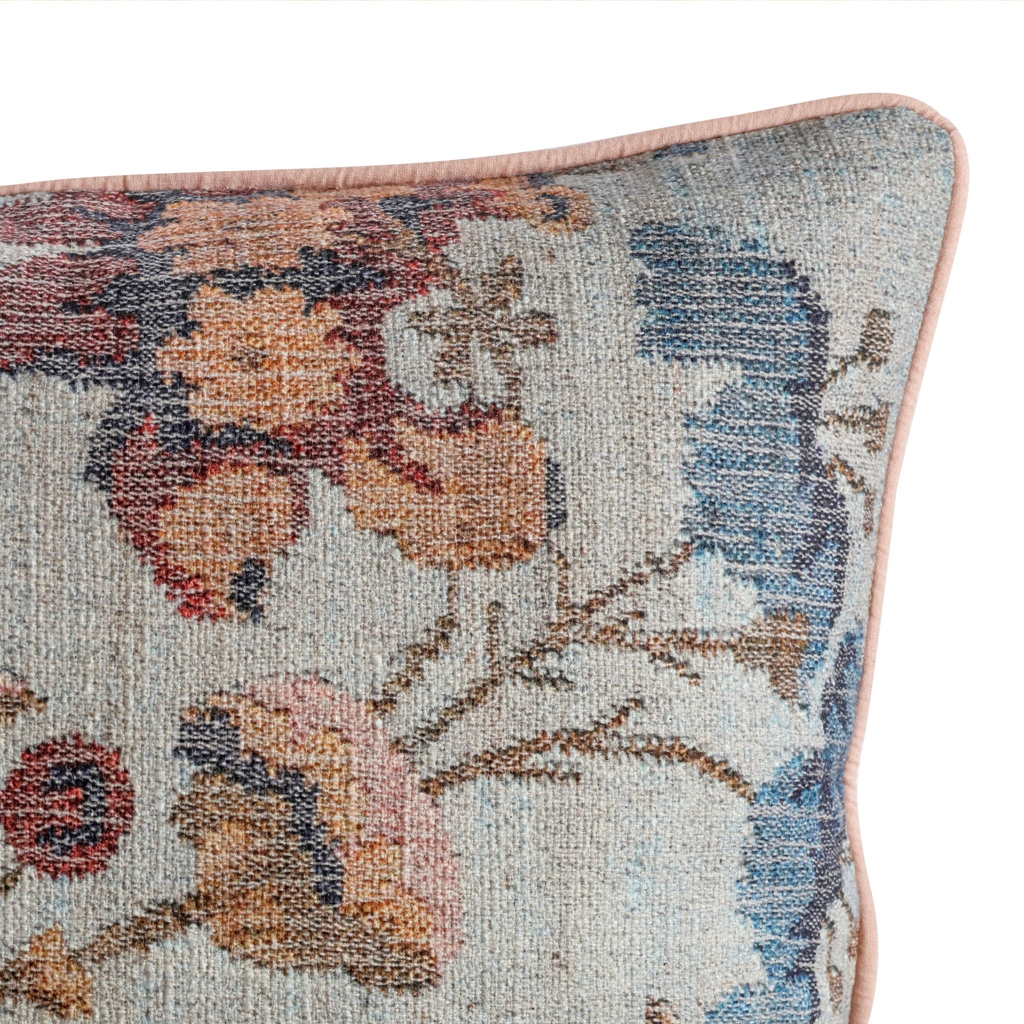 Taman - 20" Natural Cotton Accent Pillow - Autumn Florals