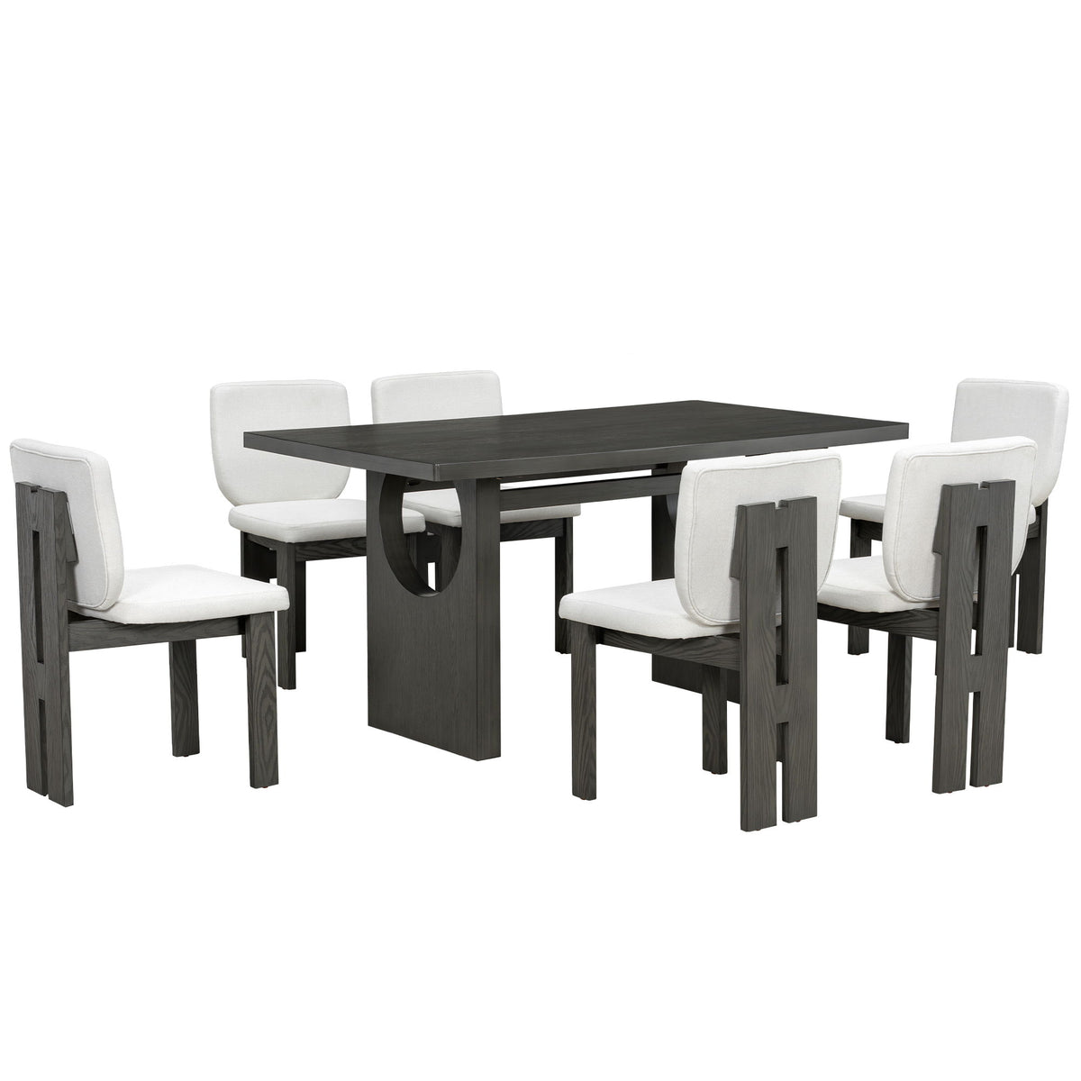Dining Table Set For 6 With Upholstered Chairs