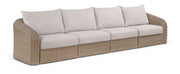 Seacrest - Olefin Water Resistant Fabric And Wicker 4 Piece Outdoor Patio Modular Sofa