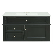 Modern Wall Mounted Floating Cabinet With Double Drawer And Sink