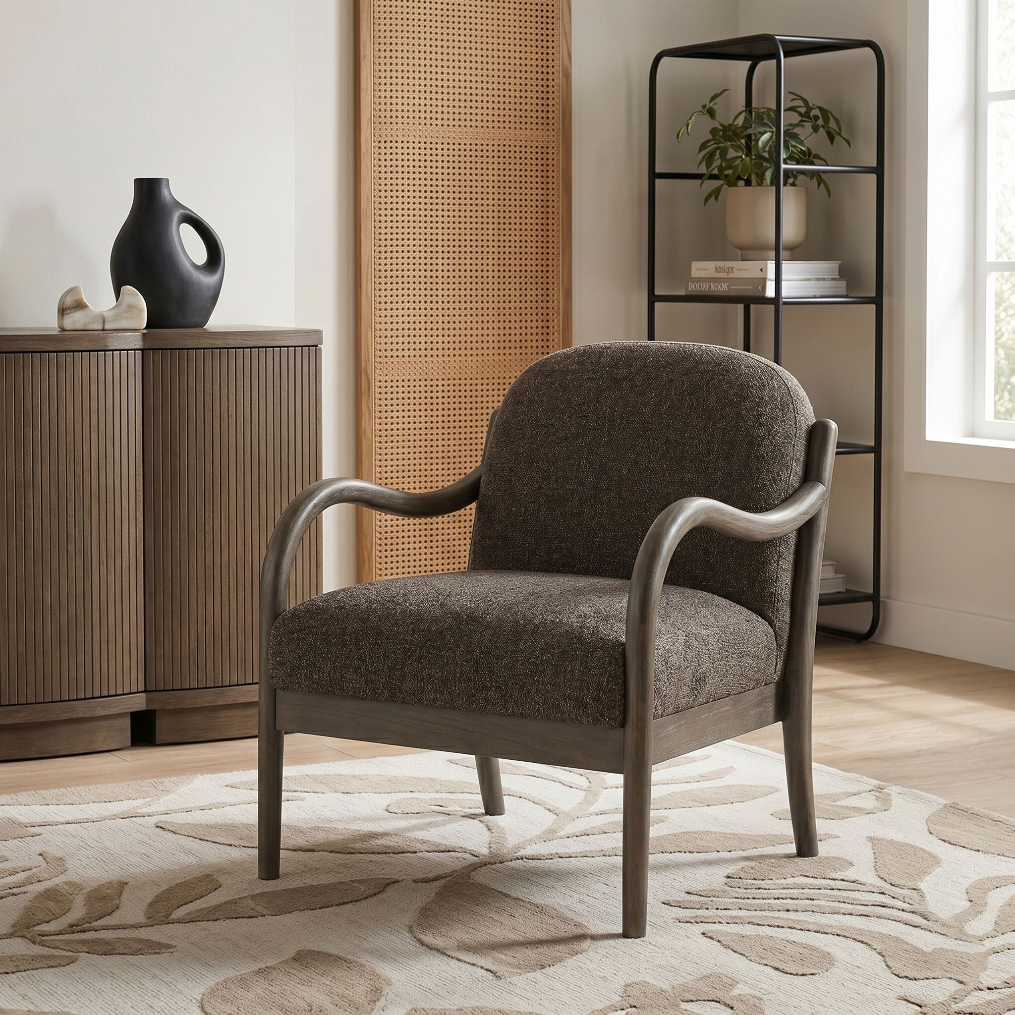 Helmsley - Performance Fabric Upholstered Accent Chair - Brown Frame
