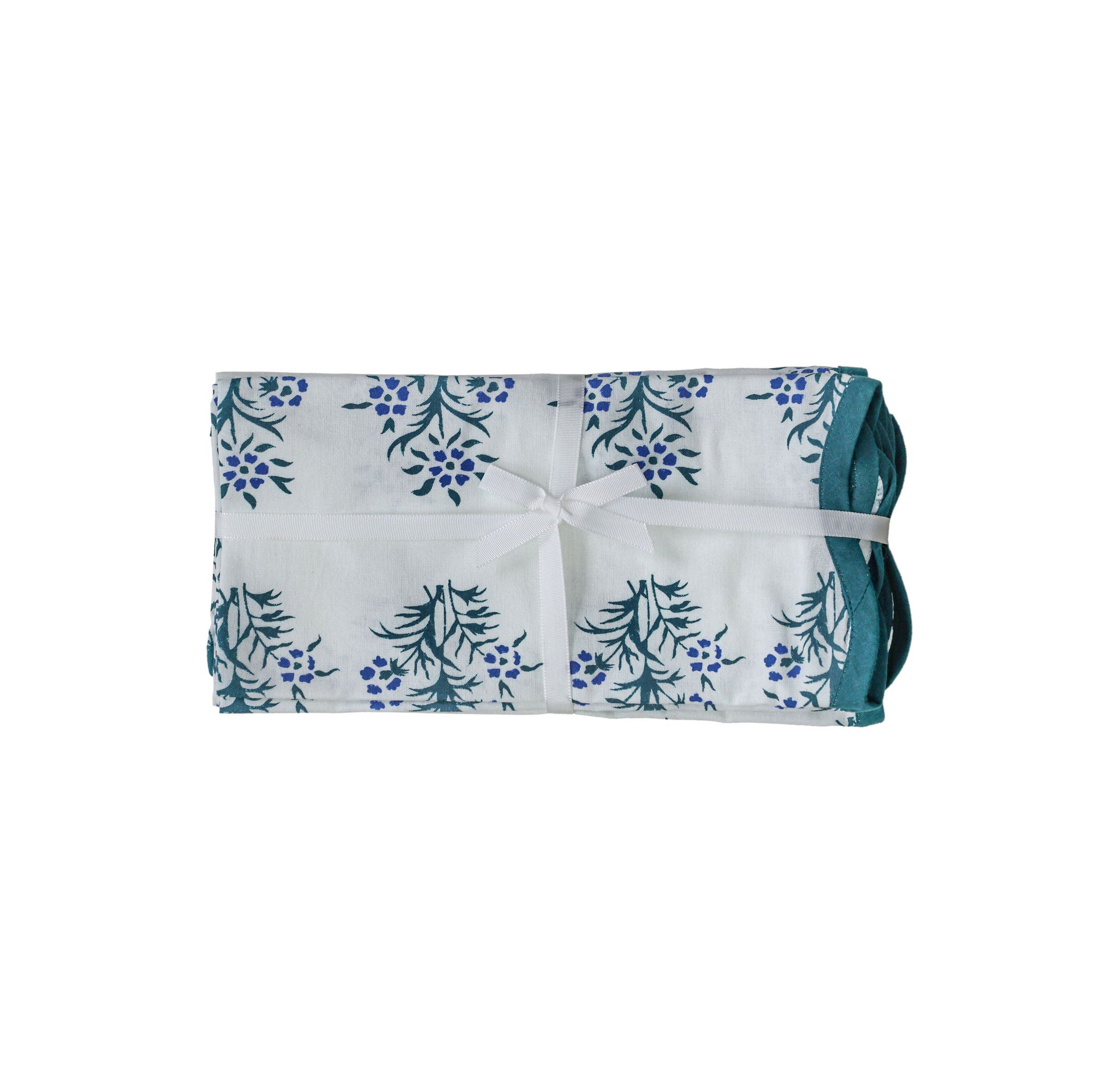Crissy - Cotton Canvas Printed Napkins (Set of 4) - Blue Cornflower