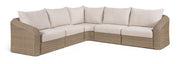 Seacrest - 123.25" Olefin Water Resistant Fabric And Wicker 5 Piece Outdoor Patio Modular Sectional