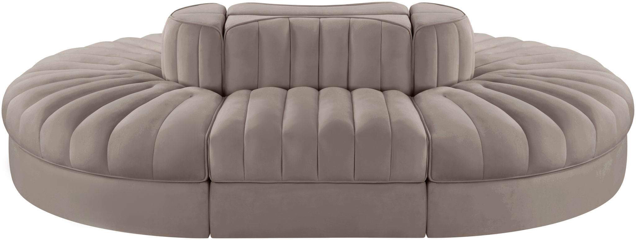 Rummi - Oval Velvet Performance Fabric Upholstered 6 Piece Modular Sectional