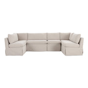 Fable - 6 Piece Slipcover Dining Banquette U-Shape - Beige