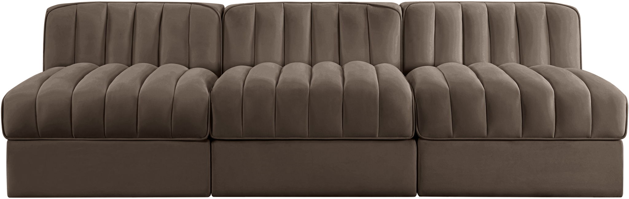 Rummi - Velvet Performance Fabric Upholstered 3 Piece Modular Armless Sofa