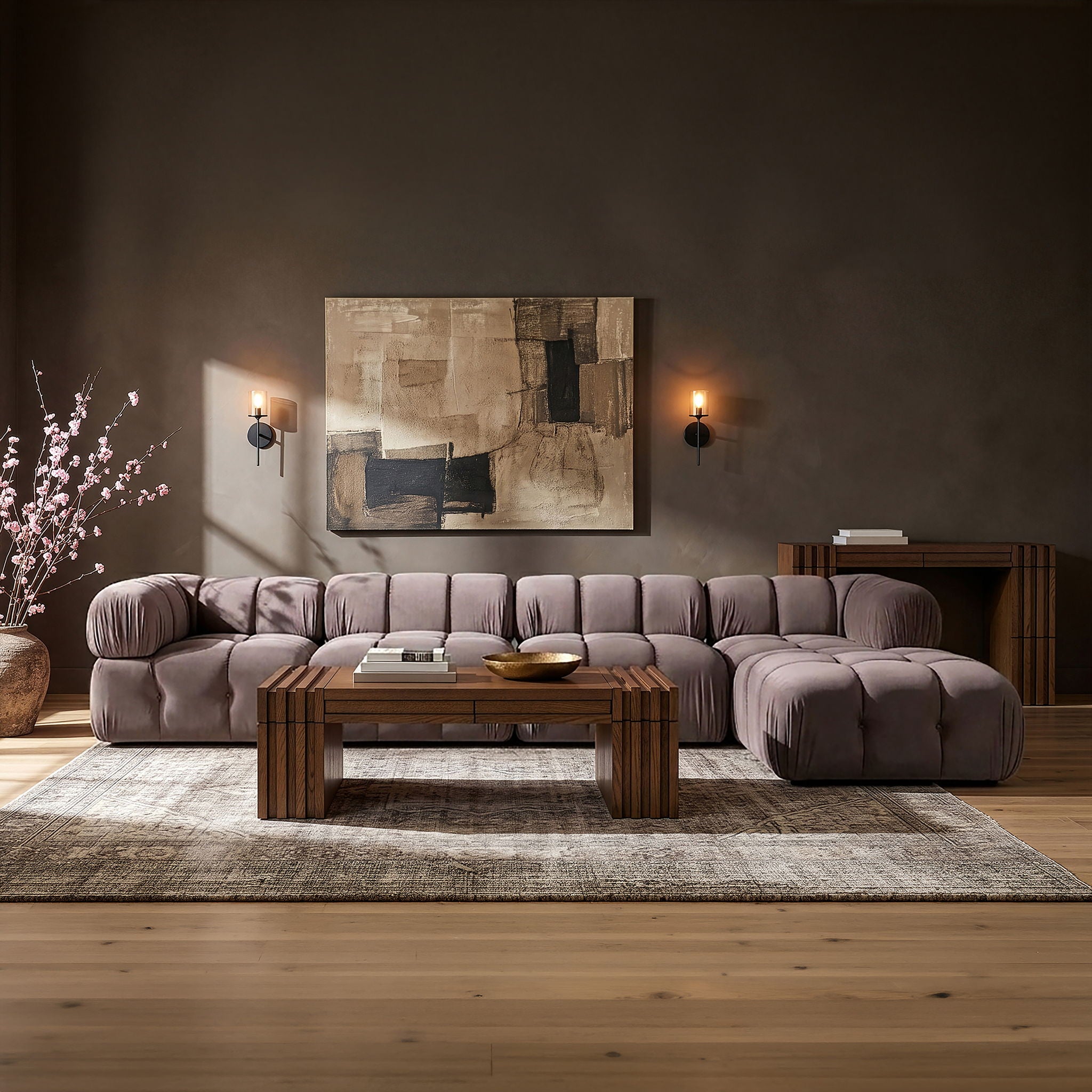 Orin - Fabric Velvet 5 Piece Modular Sectional