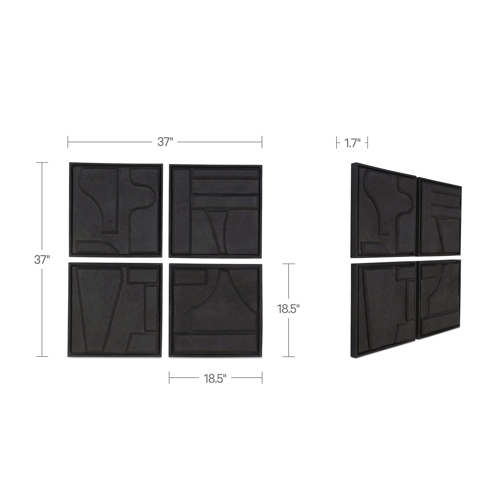 Alva - Wall Sculpture (Set of 4) - Black