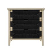 3 Drawer Buffet Sideboard With Adjustable Shelves, Storage Cabinet With Natural Seaweed Decor Doors For Living Room Kitchen Entryway - Natural