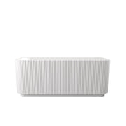 Rectangle Linear Freestanding Soaker Tub With Pop Up Drain, Double Wall Insulated Construction - Gloss White