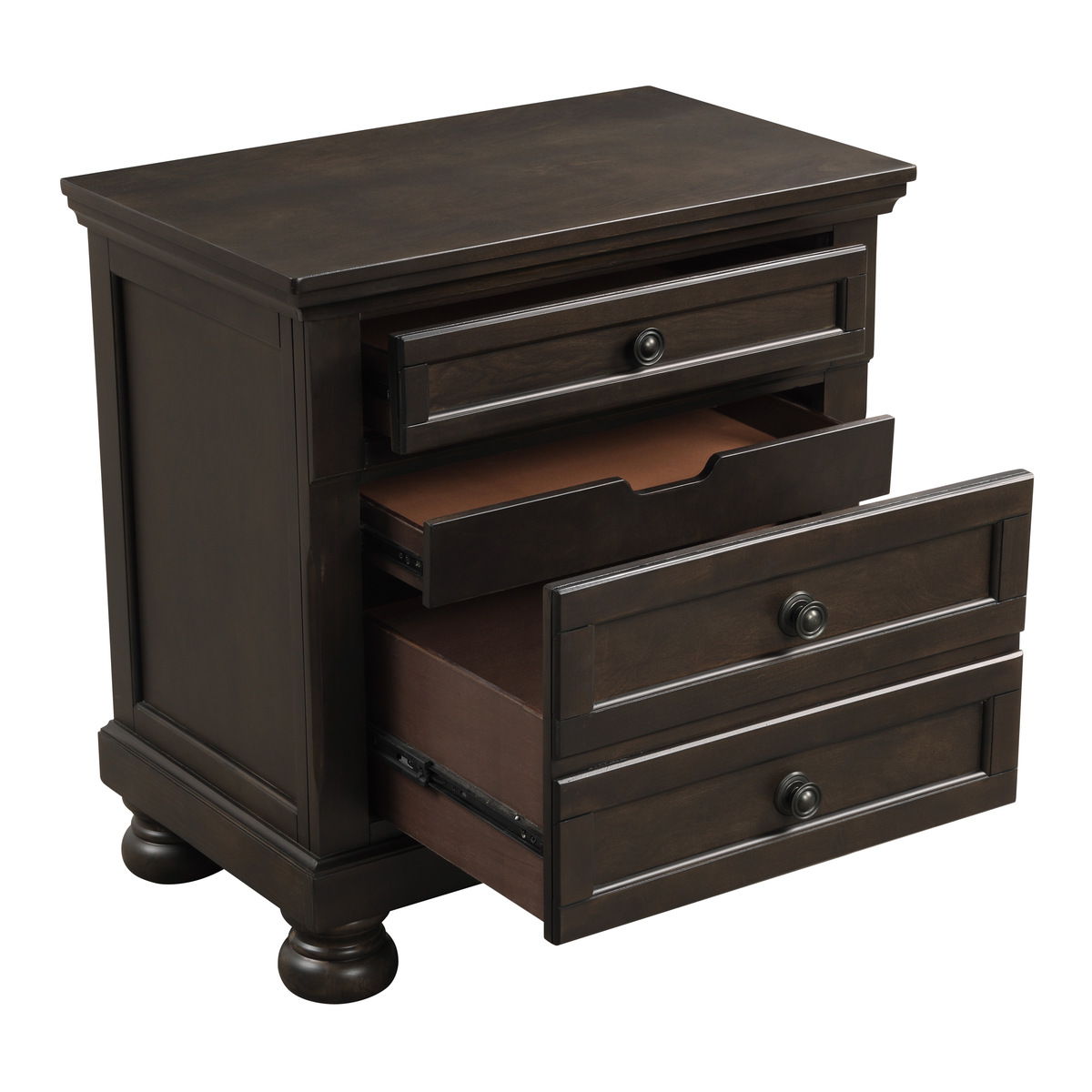 Begonia - Nightstand With Hidden Drawer - Grayish Brown