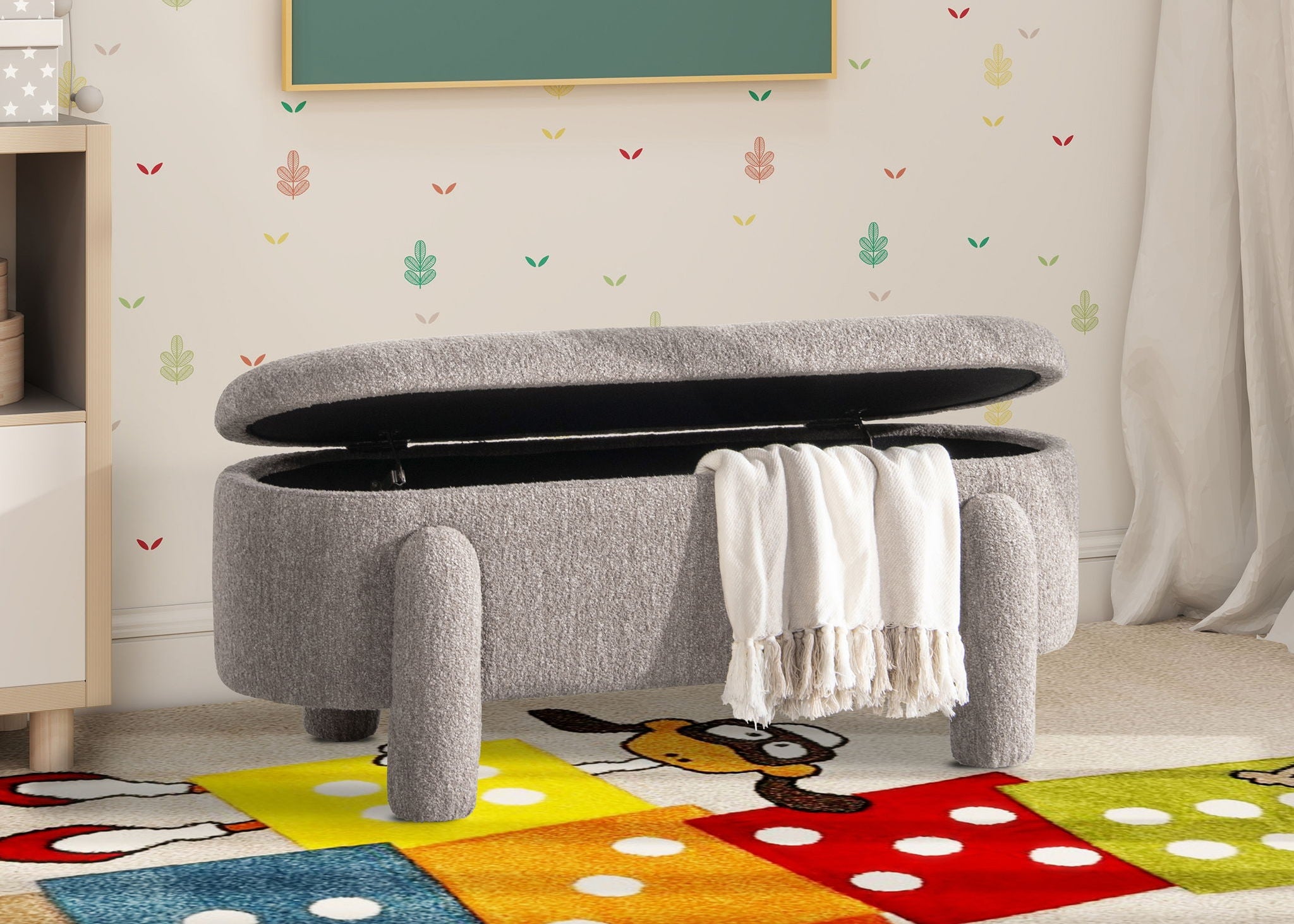 Hugo - Oval Fully Upholstered Storage Bench
