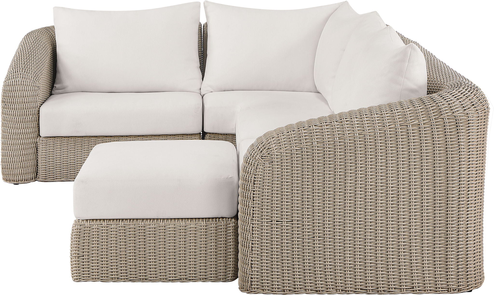 Seacrest - 123.25" Olefin Water Resistant And Wicker 5 Piece Outdoor Patio Modular Sectional