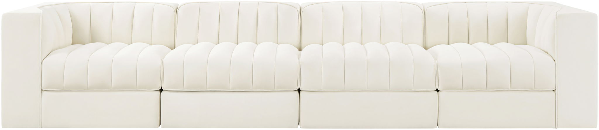 Rummi - Velvet Performance Fabric Upholstered 4 Piece Modular Sofa