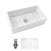 Farmhouse Sink, Apron-Front Porcelain Ceramic Single Bowl