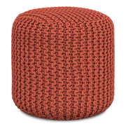 Wynne - Round Knitted Outdoor / Indoor Pouf - Orange