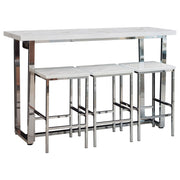 Ledesma - 4 Piece Counter Height Dining Set And Built In Power Unit - White Marble