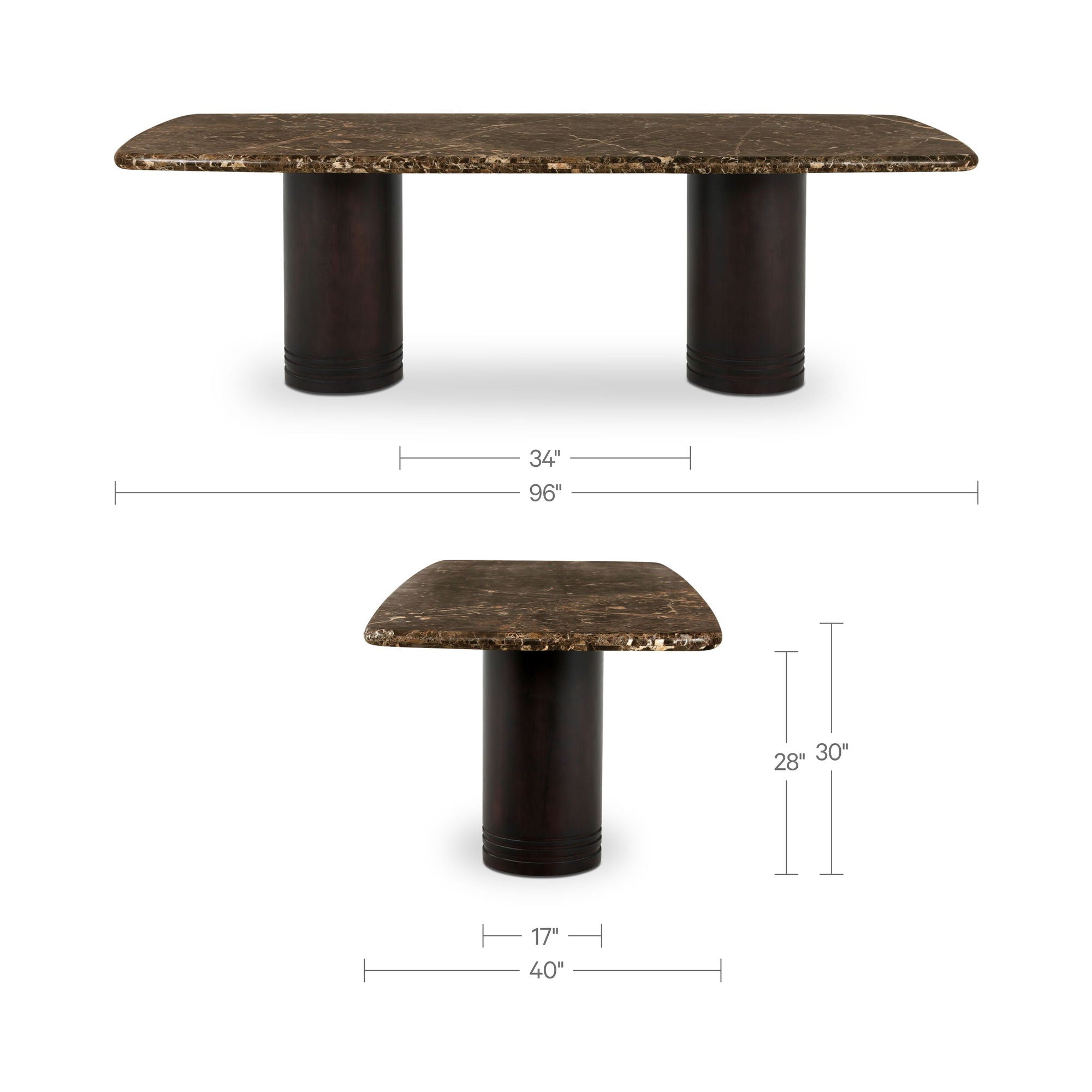 Daphne - Dining Table Large - Dark Emperador Marble / Brown