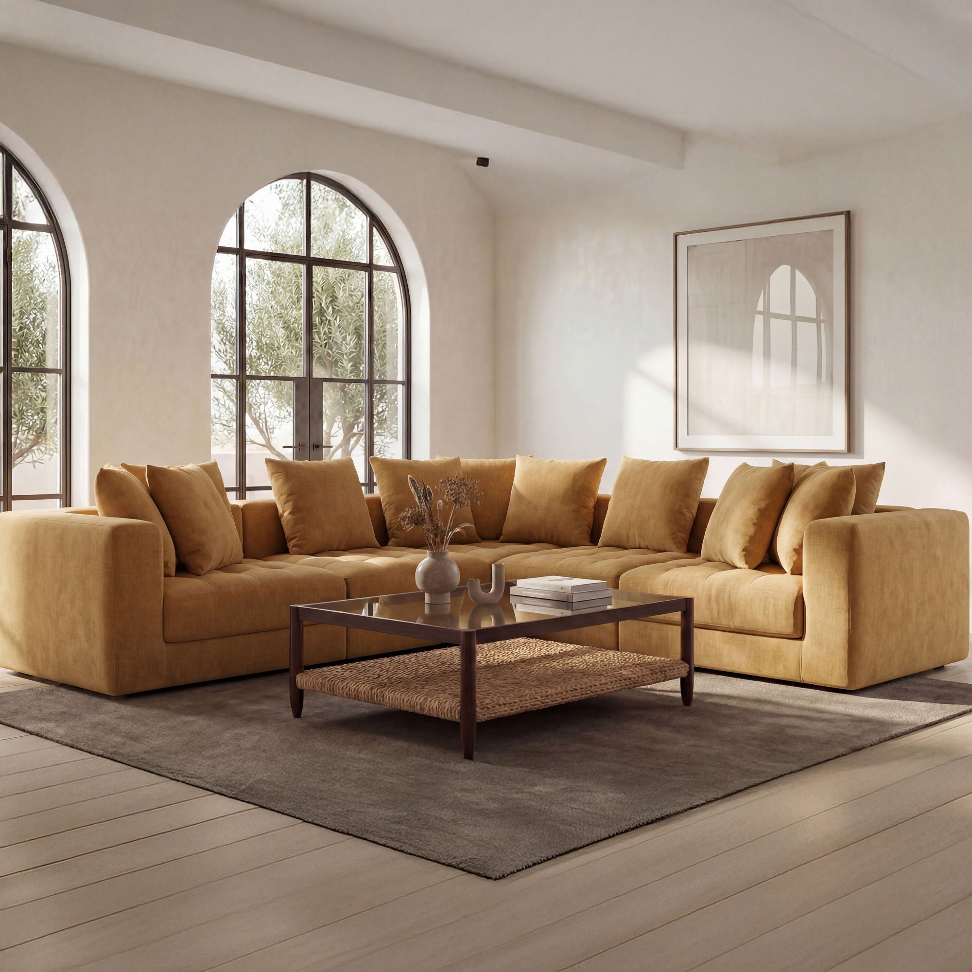 Davie - Classic L Modular Sectional - Golden Yellow