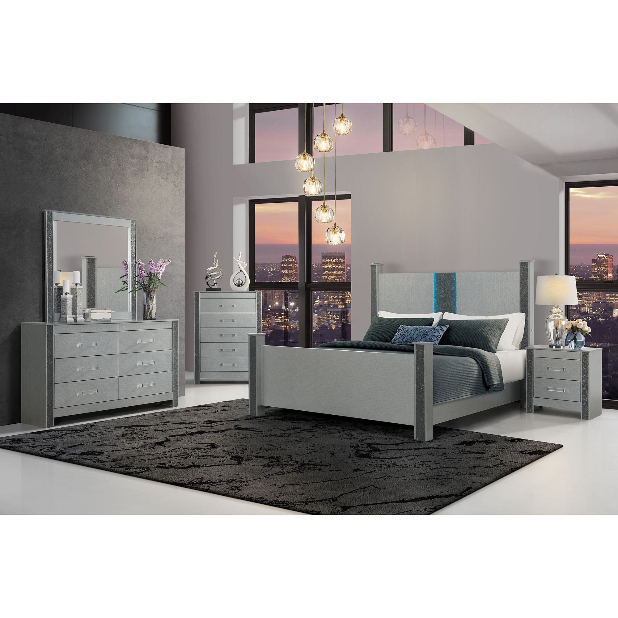Lorenzo - Nightstand With Hidden Compartment And Handles - Silver