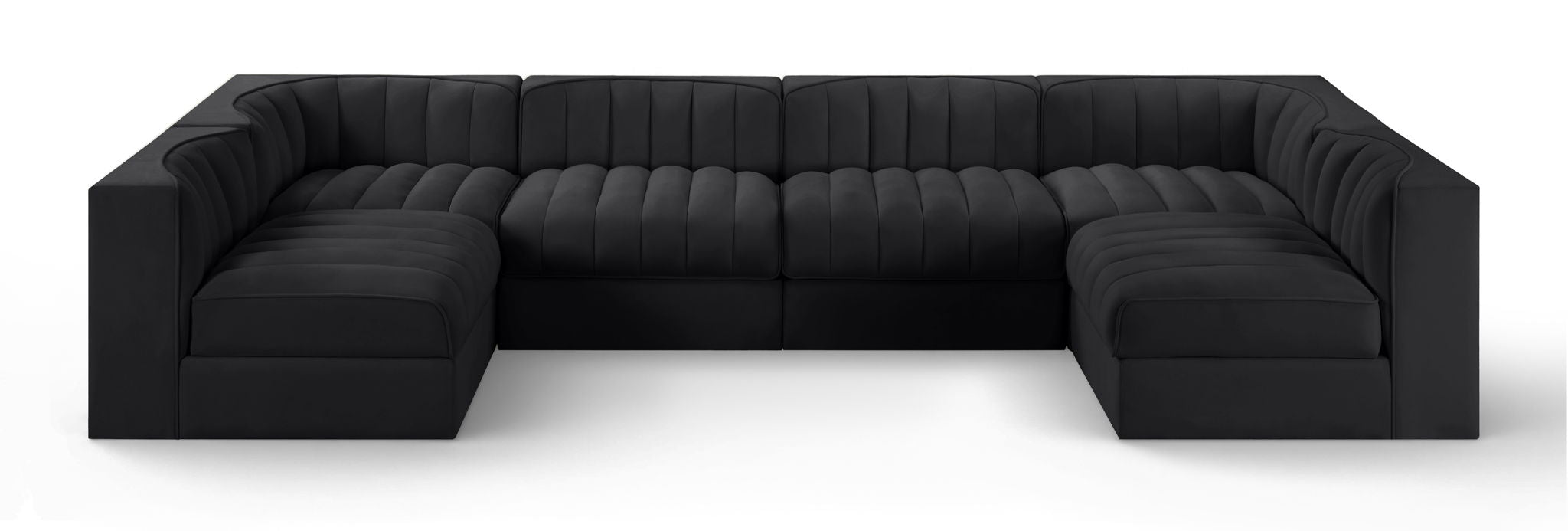 Rummi - Armless Velvet Performance Fabric Upholstered 6 Piece Modular Sectional
