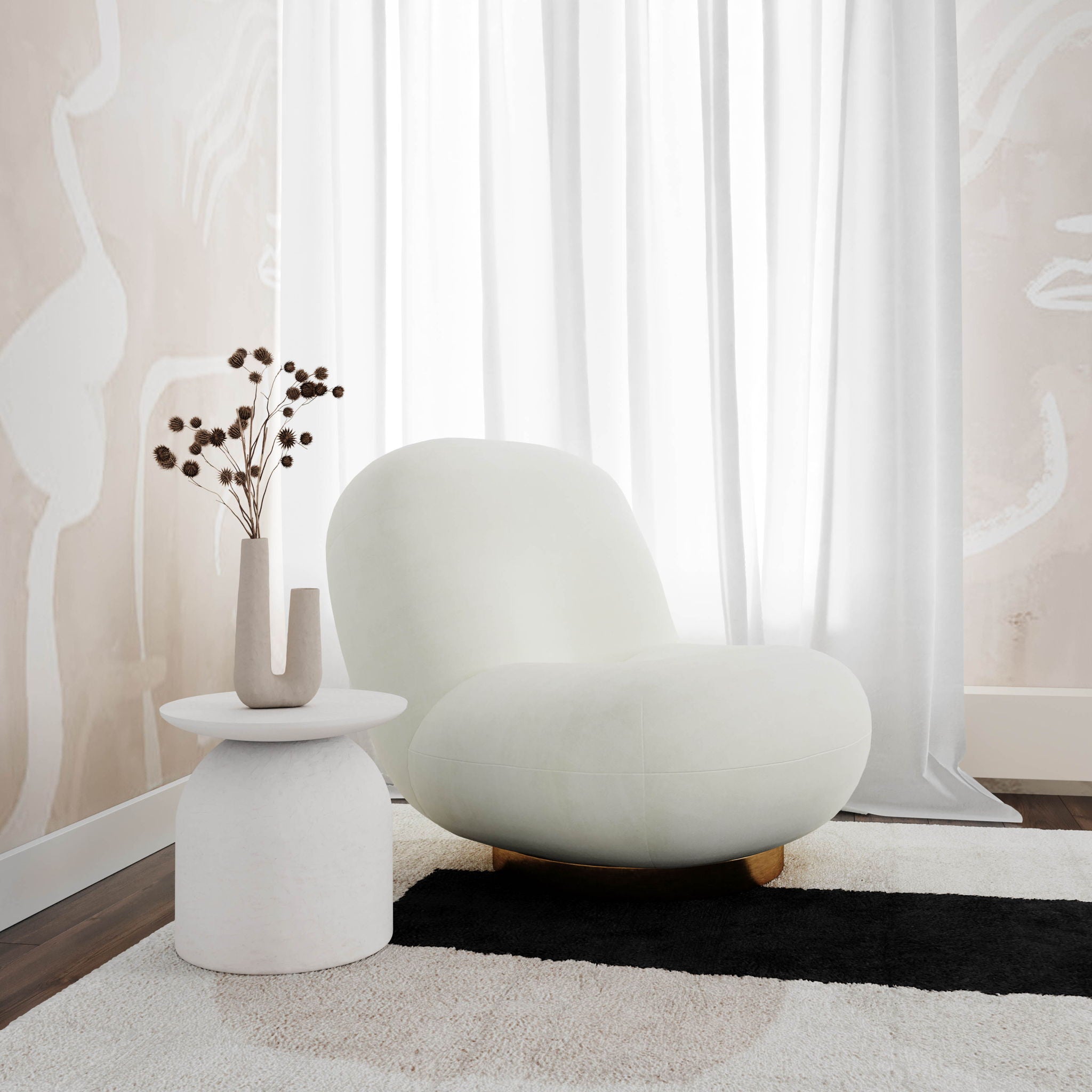 Aloe - Concrete Side Table - White