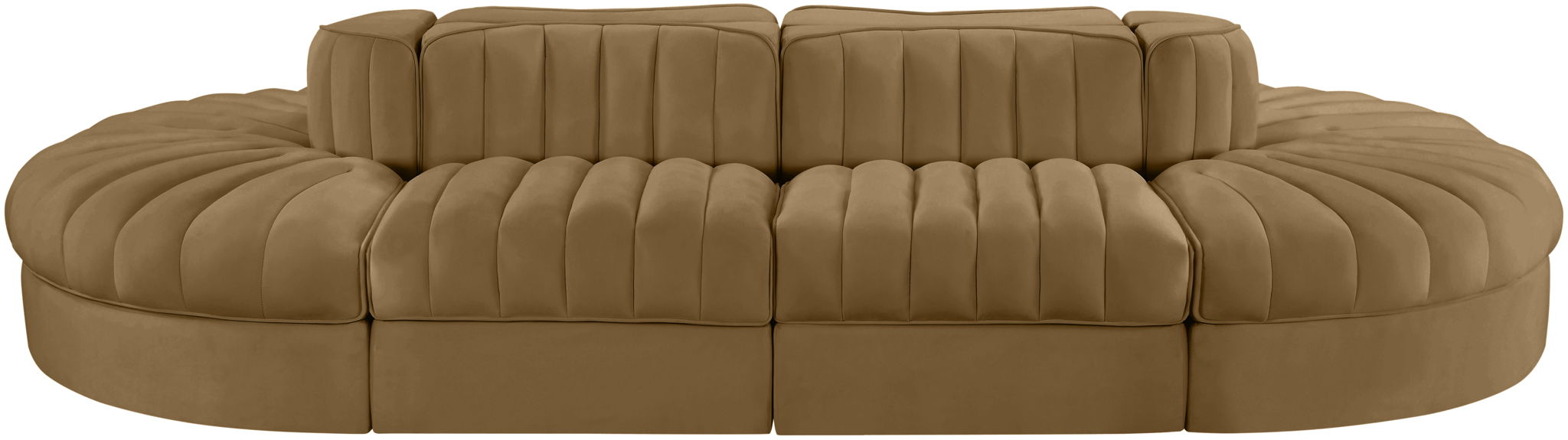 Rummi - Oval Velvet Performance Fabric Upholstered 8 Piece Modular Sectional
