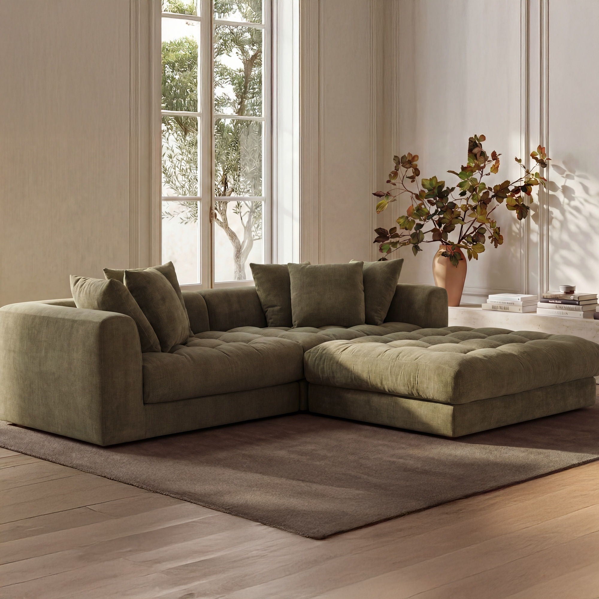 Davie - Nook Modular Sectional - Olive