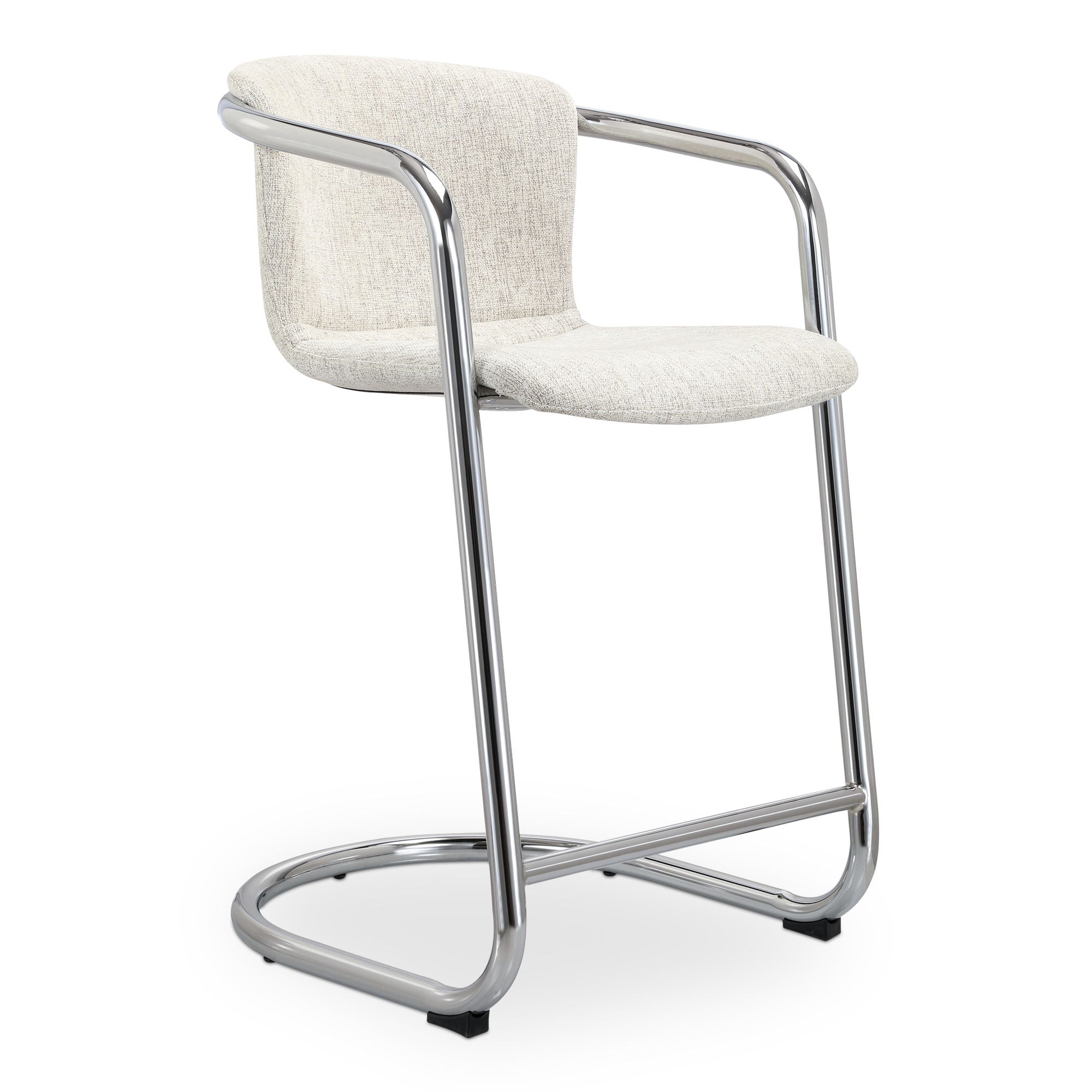 Freeman - Chrome Frame Counter Stool (Set of 2) - Blended Cream