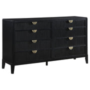 Mason - 8 Drawer Dresser With Fluted Design - Black
