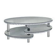Coffee Table, Oval Double Layer Home Furnishing - Silver