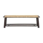 Farmhouse Modern Solid Wood Rattan Bench Multi Functional Design 59" Indoor & Covered Outdoor Bench - Walnut