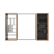 43.5" Mirror Cabinet With Storage, Wall Mounted Medicine Cabinet Frame With Shelves - Imitative Oak