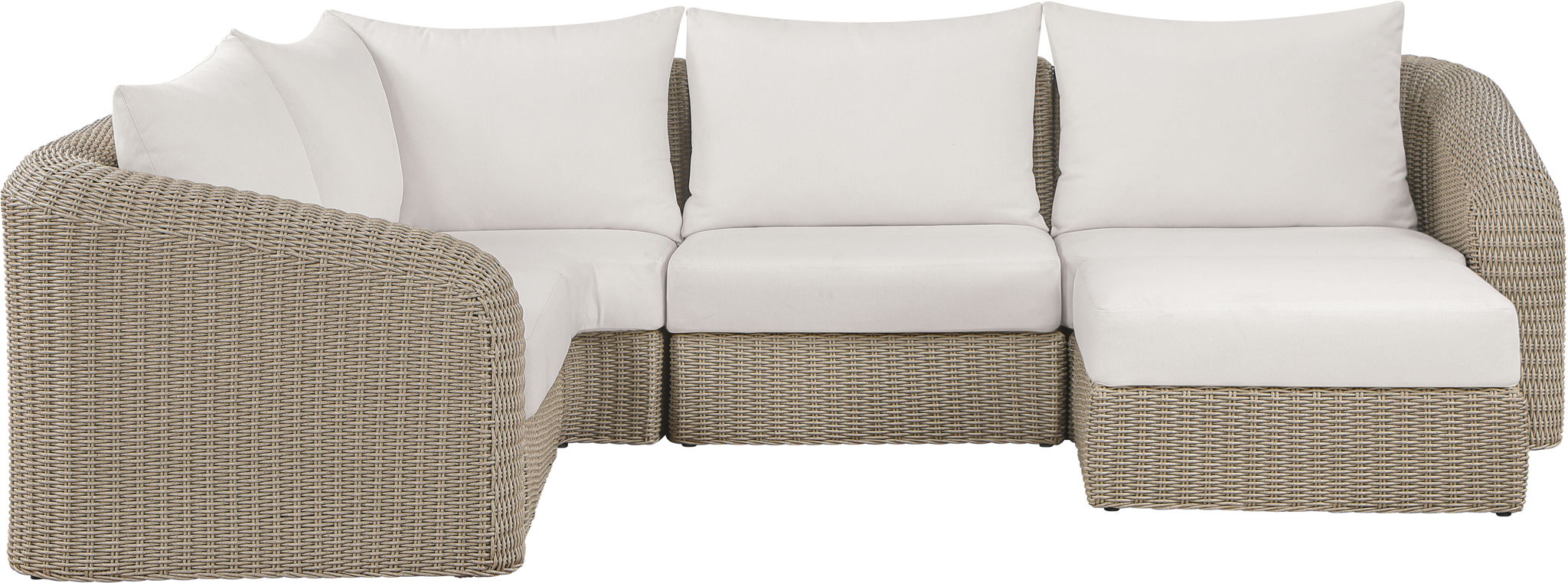 Seacrest - 123.25" Olefin Water Resistant And Wicker 5 Piece Outdoor Patio Modular Sectional
