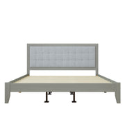 Mid Century Modern Platform Bed With Upholstered Headboard
