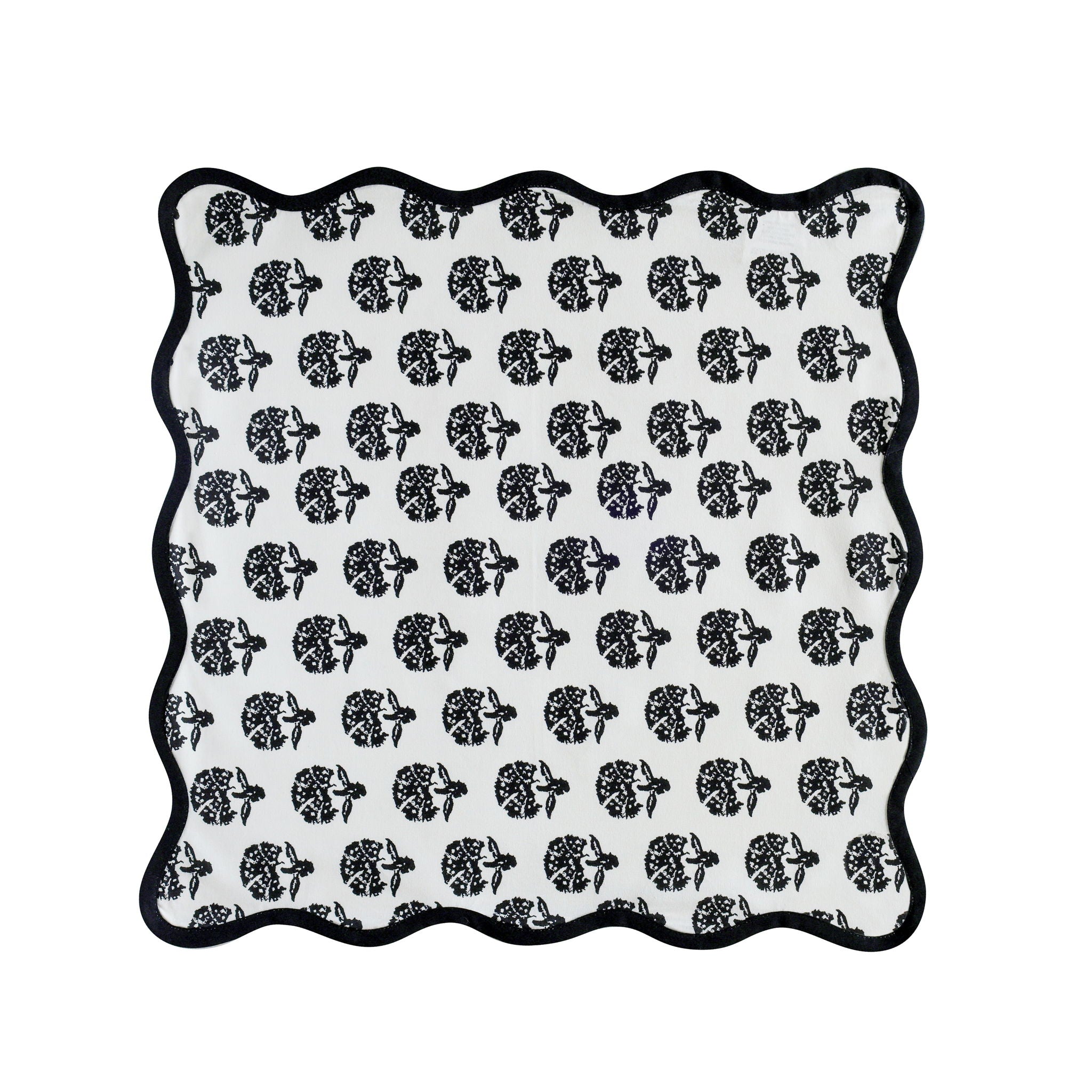 Crissy - Cotton Canvas Printed Napkins (Set of 4) - Black Vintage Floral