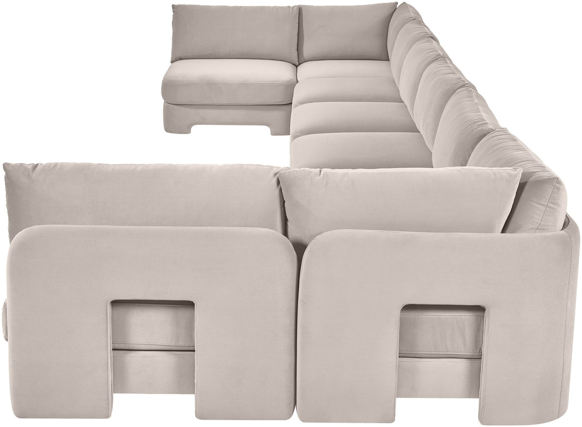 Hammond - Velvet Performance Fabric Upholstered 8 Piece U-Shaped Armless Sectional - Beige