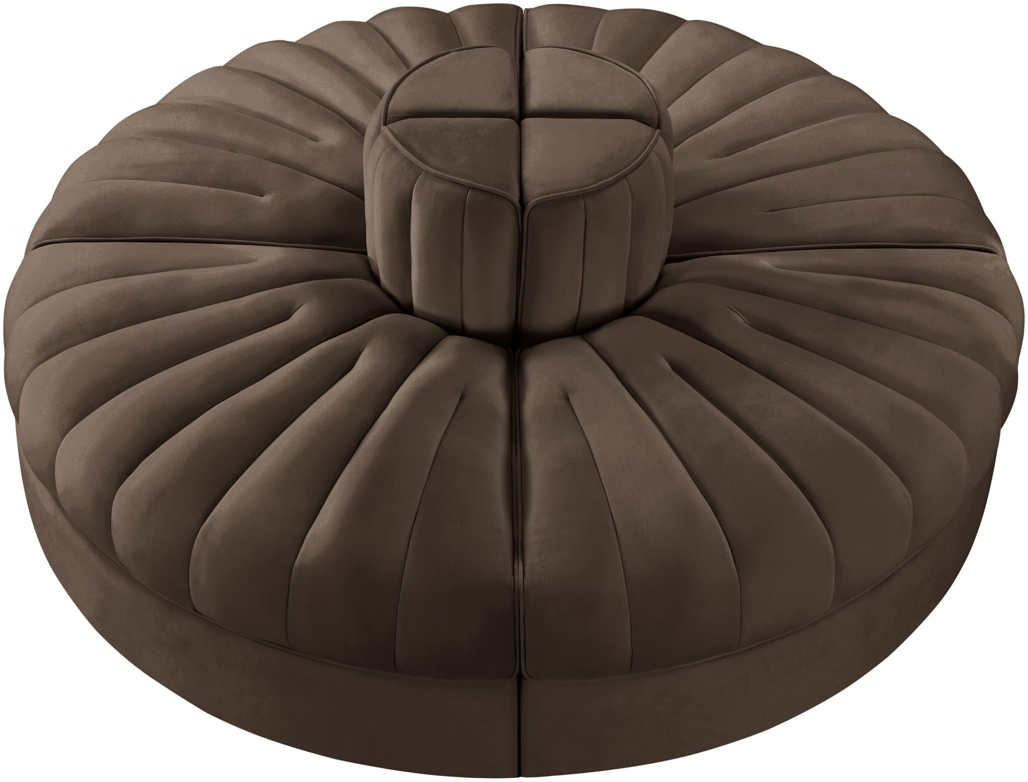 Rummi - Round Velvet Performance Fabric Upholstered 4 Piece Modular Sofa