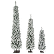 Slim Snow Flocked Pre Lit Pencil Christmas Tree, 3.9Ft / 5.9Ft / 7.9Ft With 750 Branch Tips, 480 LED Lights, Warm Glow, For Indoor Holiday Decor - White