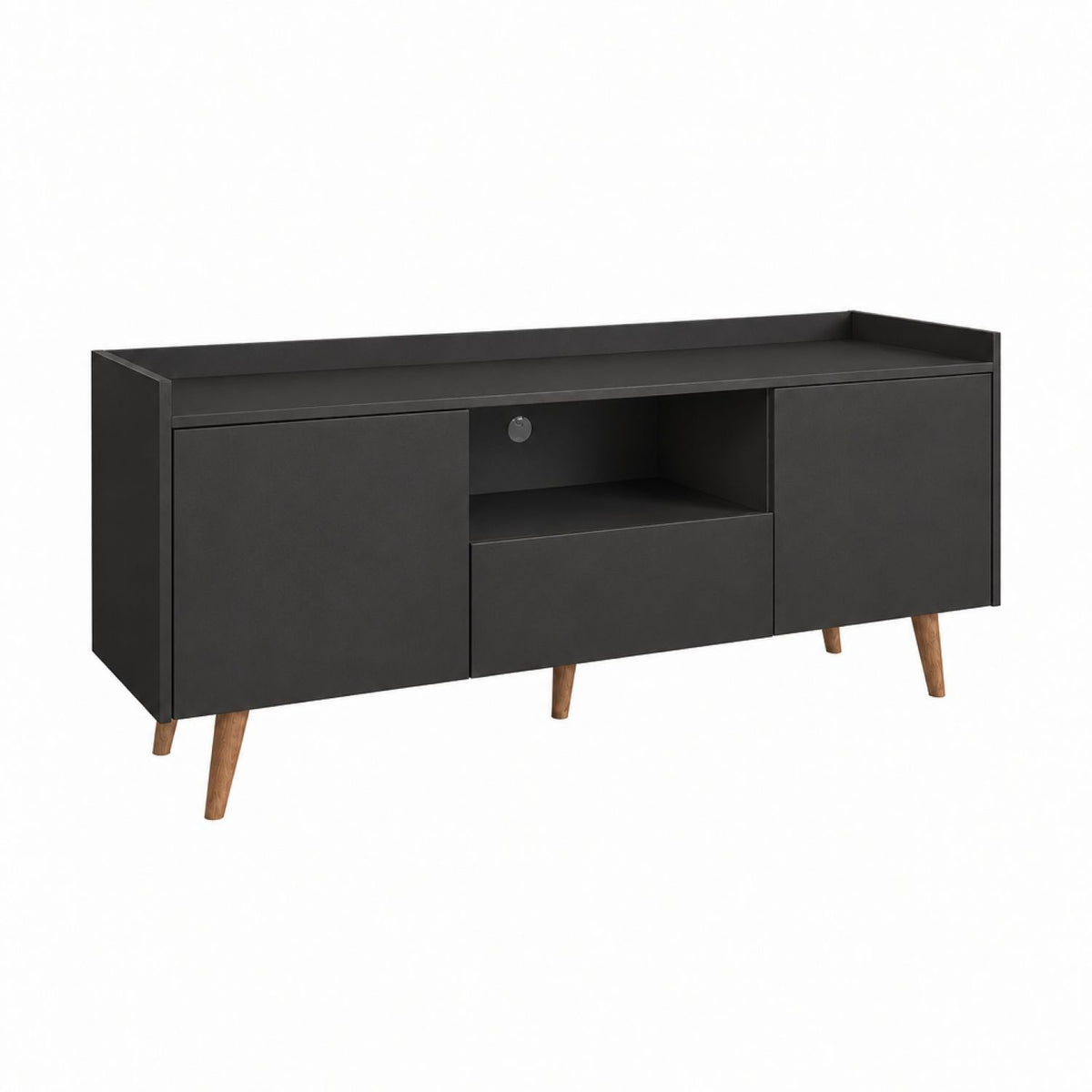 TV Stand For TVs Up To 60" With Open Storage Shelf, 2 Doors, 1 Drawer And Cable Management