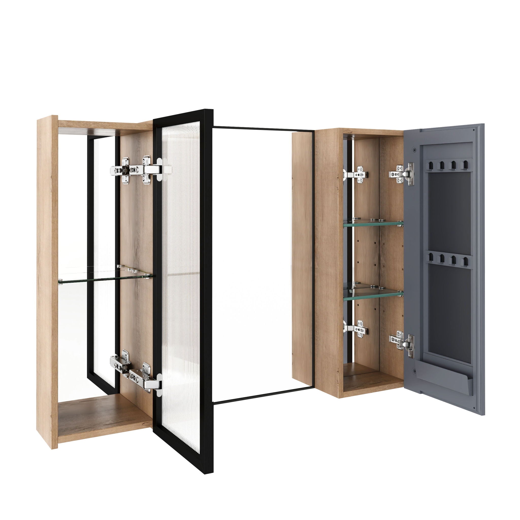 Wall Mounted Cabinet With Soft Close Door, Adjustable Shelves Storage For Bathroom - Imitative Oak