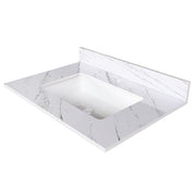 Bianco Carrara Venato Marble Vanity Top With Pre Drilled Faucet Hole And Undermount Sink